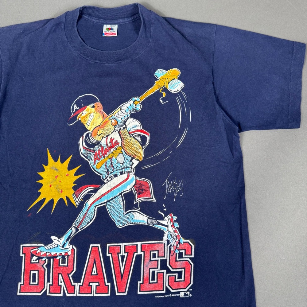 Vintage 1991 Atlanta Braves MLB T Shirt Large Single Stitch‎ Baseball